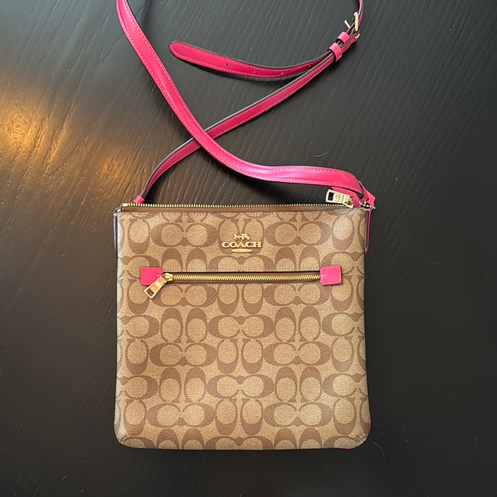 Coach Brown and Pink Crossbody Bag